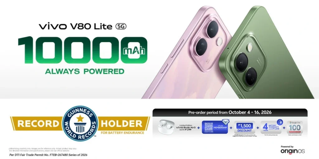 vivo V80 Lite launches in PH with 10000mAh battery at Php 24,999